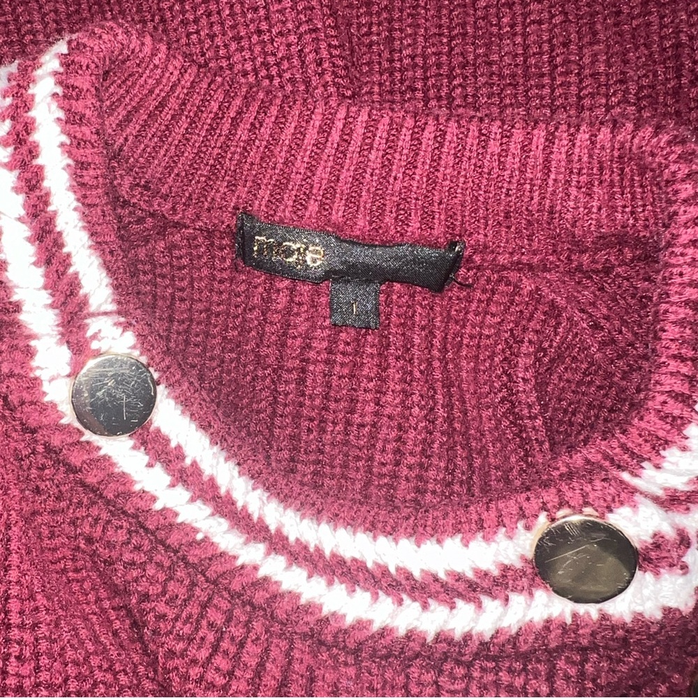 Maje Gold Button Red Sweater - Picture 5 of 7